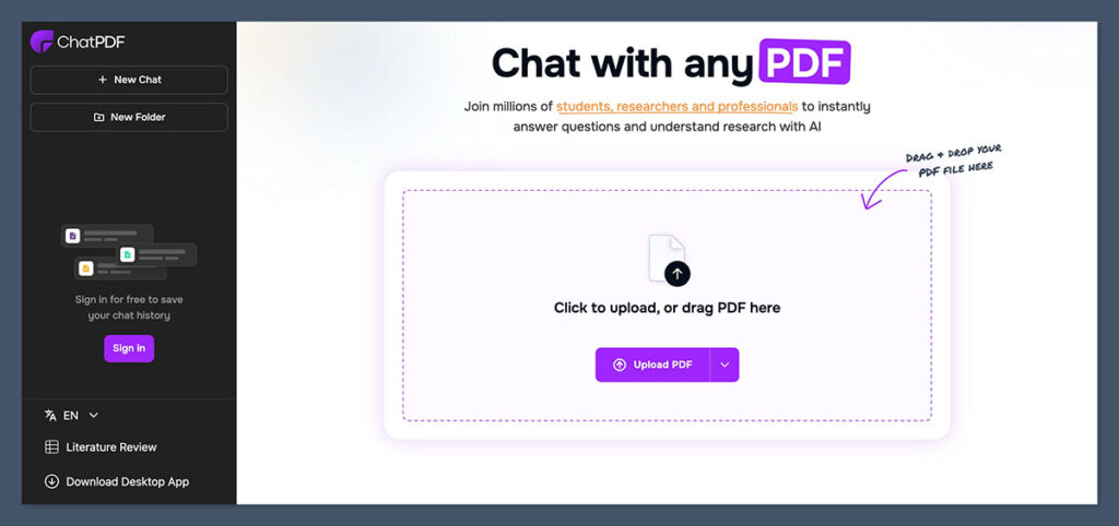 ChatPDF homepage