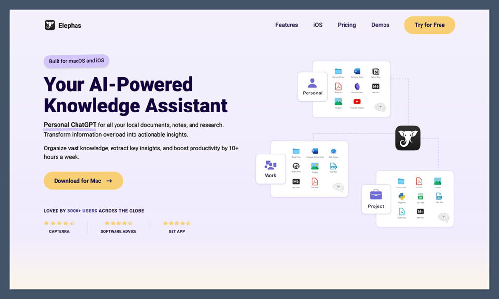 Elephas App homepage