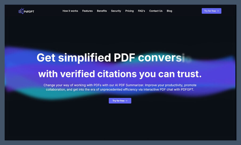 PDFGPT io homepage